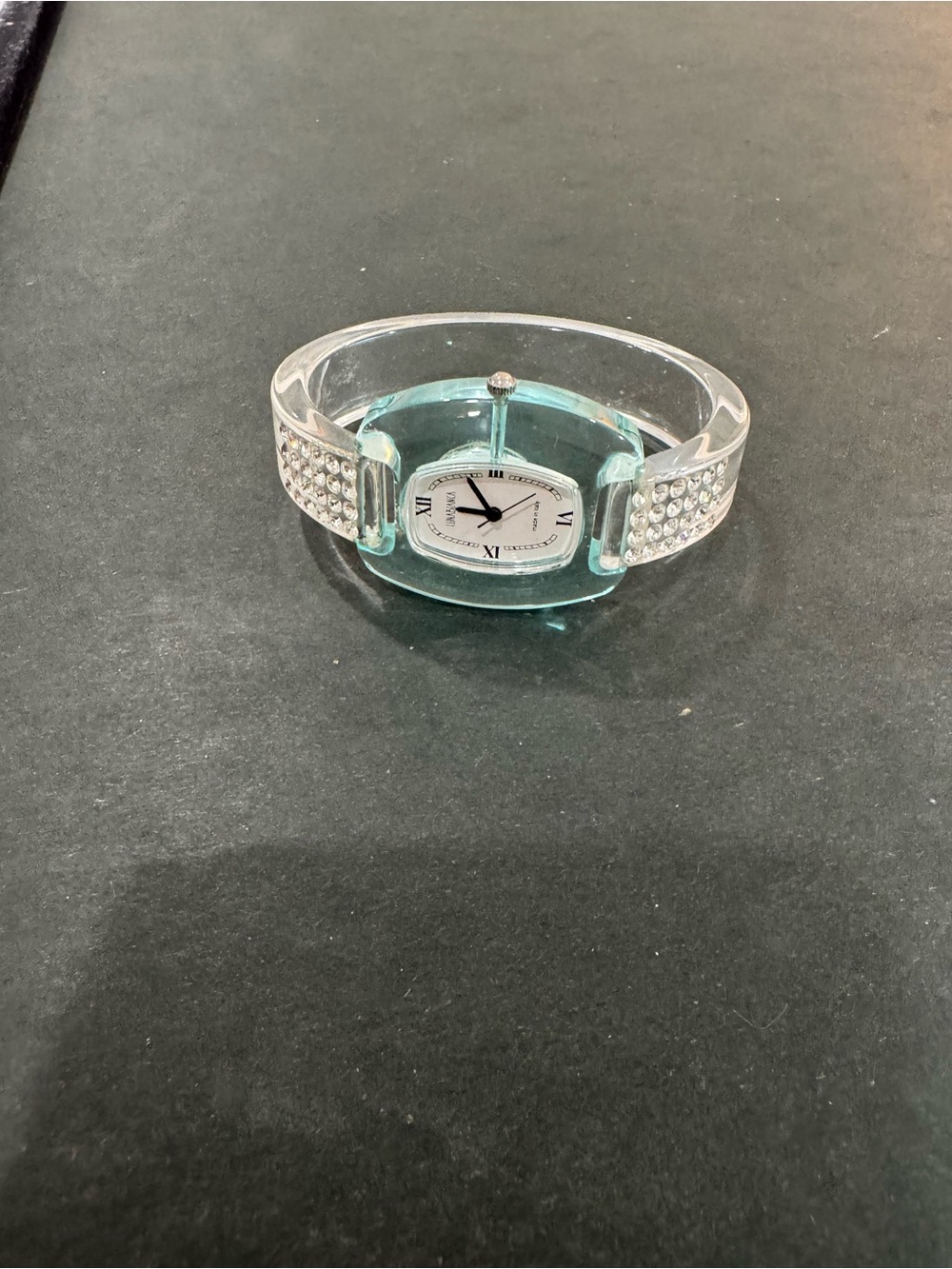 Crystal-Accent Clear & Aqua Bangle Watch by